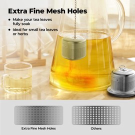 Reinmoson 2 Pack Tea Balls for Loose Tea, 304 Stainless Steel Extra Fine Mesh Tea Infusers for Loose Tea, Retractable Chain Design Tea Strainers for Loose Leaf Tea Single Cup, Come with 2 Drip Trays