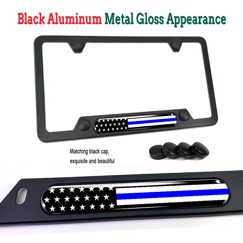 FBJTDQ Police Thin Blue Line License Plate Frame-American Flag Patriotic