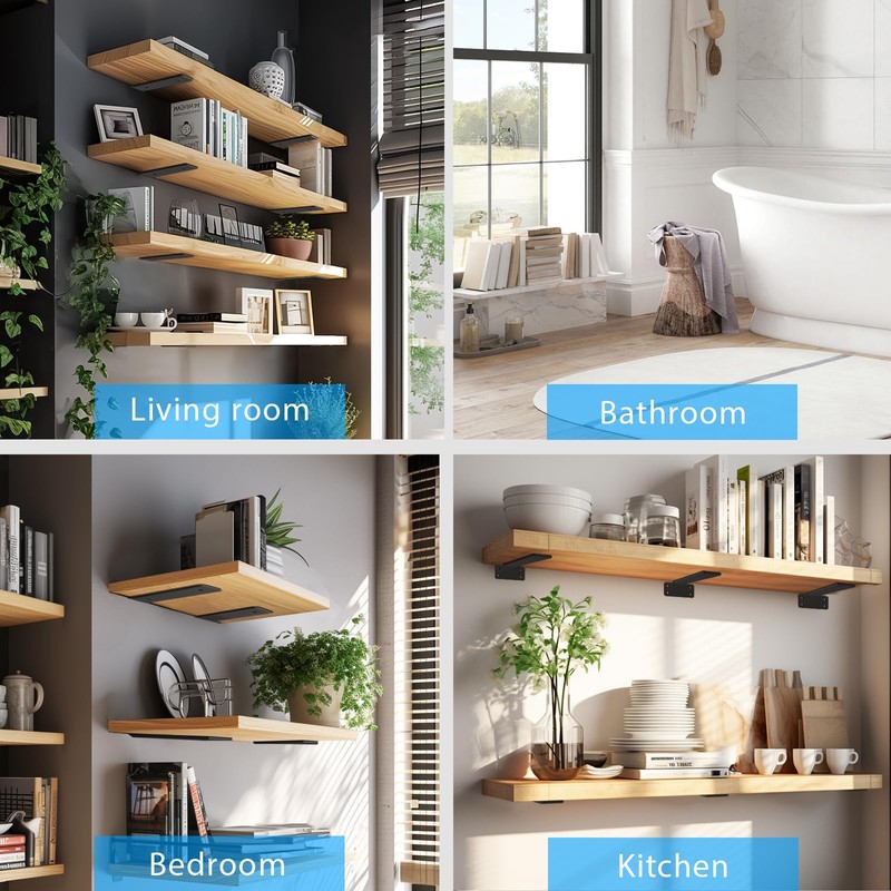 Shelf Brackets Floating Shlef Brackets 8-Inch 6-Packs, 1/5-Inch Thick Heavy