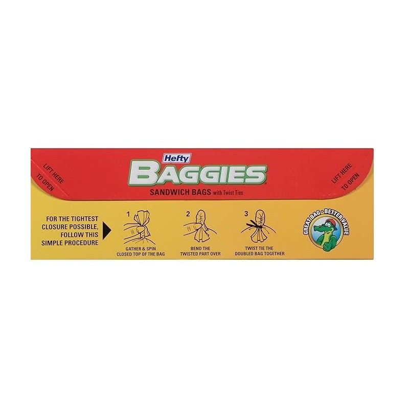 Hefty Baggies Food Storage Bags Plastic, Sandwich bags , Twist