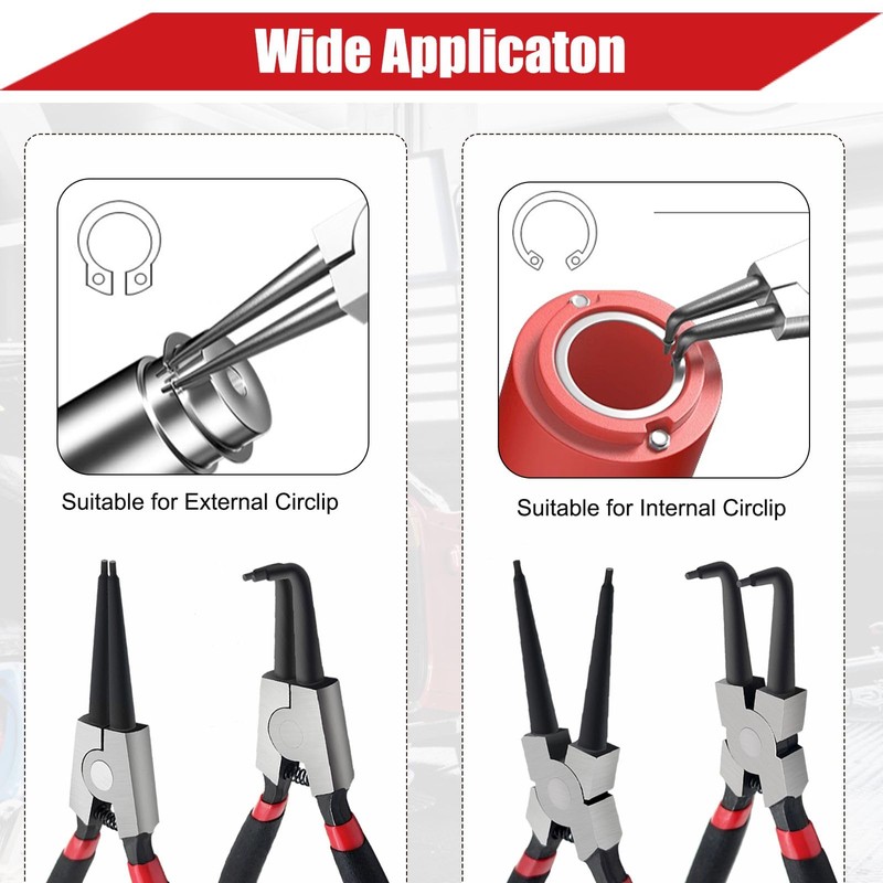 4 Pack 7" Snap Ring Pliers Set with Storage Pouch,Heavy