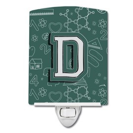 Caroline's Treasures CJ2010-DCNL Letter D Back to School Initial Ceramic Night Light Compact, UL-Certified, Ideal for Bedroom, Bathroom, Nursery, Hallway, Kitchen, 6x4x3, Multicolor