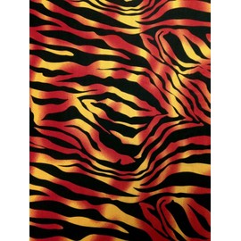 Flame Colored Abstract Zebra Pattern on Stretch Single Span Knit Jersey Polyester Spandex Fabric by The Yard