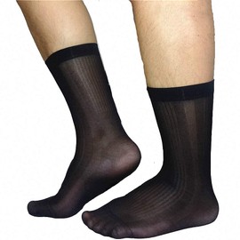 Men Socks Gifts for Men Formal Wear Suit Men Dress Socks Thin Sheer Socks Transparent Business Socks Black