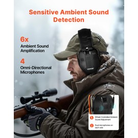 VEVOR Safety Earmuffs, Electronic Ear Muffs with 5.3 Bluetooth Technology and Sound Amplification, Noise Reduction Headphone NRR23dB, Hearing Protection Earmuffs for Shooting, Lawn Mowing and Work