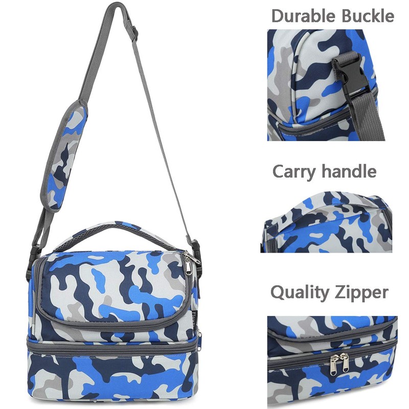 FlowFly Kids Double Decker Cooler Insulated Lunch Bag Large Tote