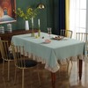 rismart Lotus Effect Linen Tablecloth, Easy Care, Washable, Green, 120