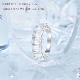 AIHUASI JEWELRY Wedding Moissanite Eternity Band Rings for Women D Color VVS1 925 Sterling Silver Engagement Bridal Size 6