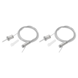 PATIKIL Ceiling Hanging Wire Cable Kit, 2m/6.6ft 2 Set Adjustable Light Suspend Cable Kit Panel Hanging Rope Clamp Slotted Round Nail for Pendant Light Fitting Aquarium Lights, Style 2