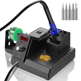 Soldering Station, 110V 80W Digital Soldering Iron Kit with Smart Temperature Control (176°F-896°F), Auto Standby Sleep Solder Station for School Lab, Hobby, Electronics (80W Black)