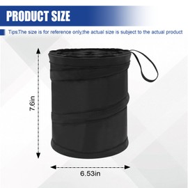 UHANBUT Collapsible Car Trash Can, Mini Portable Automotive Garbage Bag, Pop-Up Vehicle Rubbish Bin, Waterproof Waste Basket Bin with Magic Sticker, Hanging Washable Auto Trash Bag (1PC)