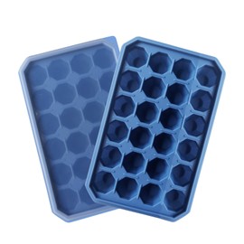 HAPPY HANDY HOME Bandeja de silicona para cubitos de hielo, 24 ranuras en forma de diamante, bandeja fácil de quitar con cubierta (azul)