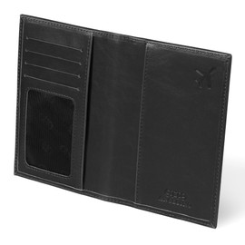 Otto Angelino Leather Passport Holder - RFID Blocking - Unisex, black, Casual