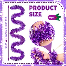 Tinsel Christmas Tree Purple 4 x 3 m Garlands Christmas Garlands Shiny Tinsel Garland Diameter 9 cm Fir Garland Christmas Tree Decoration Purple Christmas Tree Decoration Garland Decoration