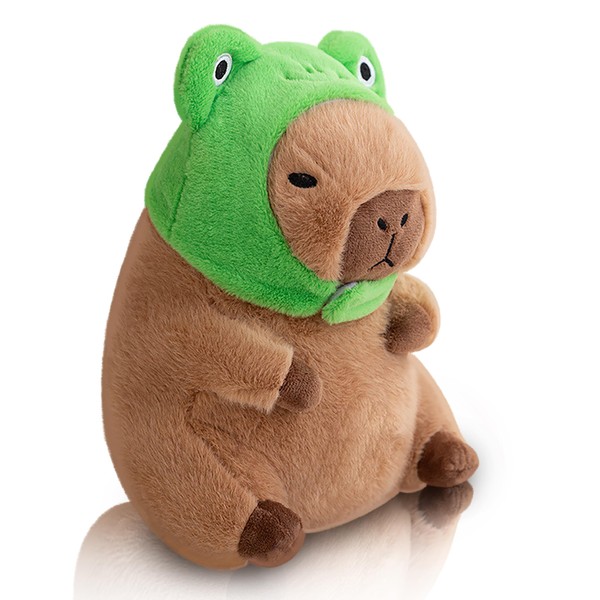 WUFUVAP Cute Capybara Plush with Wearable Frog Hat 12inch Kawaii