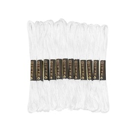 12 Skeins Embroidery Floss White Color, Friendship Bracelet String Cross Stitch Embroidery Thread Floss Bracelet Making Yarn, Craft Floss（White）