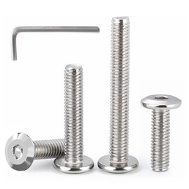 HAISHANG 20 Pcs Flat Head Furniture Screws, M8 x 35 mm Hex Bolts 304 Stainless Steel Fully Threaded Machine Joint Connector Bolts Includes Hex Wrench for Bed & Wood Furniture