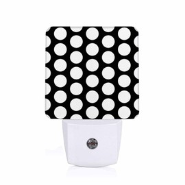 Jahiona LED Night Light Lamp with Smart Sensor Dusk to Dawn Sensor,Abstract Dot Black White Texture Night Light Daylight White,0.5W Plug-into Wall for Adults,Bedroom,Bathroom,Hallway,Kitchen