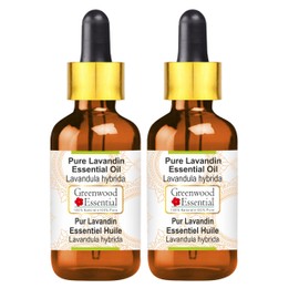 Greenwood Essential Pure Lavandin Essential Oil (Lavandula hybrida) with Glass Dropper Steam Distilled 100ml X 2 (6.76 oz)