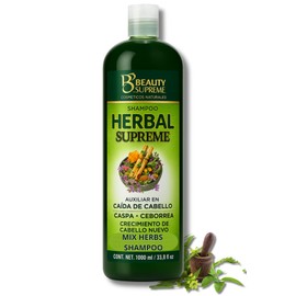 Herbal Shampoo–1000 ml (33.8 fl oz)–W/Tepezcohuite, Nettle, Aloe Vera(Sabila)Neem,Cacahuananche,Rosemary, Jojoba,Horsetail(Cola de Caballo) & more,Natural Botanical Formula–All Hair Types–Paraben-Free