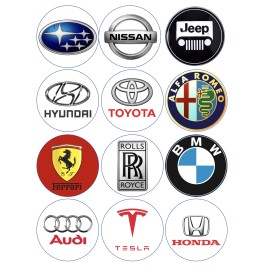 Handmade 12 car, truck, edible paper, cupcake cookie toppers PRE CUT choose size - 1.5"