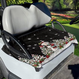 Tomeusey Golf Cart Seat Covers Club Car with 2-Seats, Easy to Clean Golf Cart Essentials - Christmas Tree Snowman Print Golf Carts Seat Protector Club Car Seat Cushion