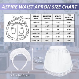 aspire White Half Apron with Lace Women's Apron Vintage Waiter's Apron Waist Apron and Headband Set