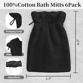 Voova Movas Paños Negros Cuerpo Piezas Pulgadas 100 Algodón Suaves Absorbentes Lazo Colgar Guantes Baño Ducha
