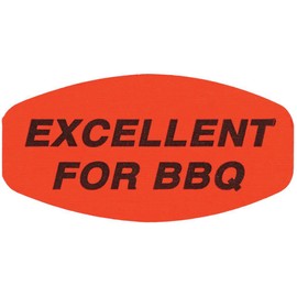 Excellent for BBQ Labels Fluorescent Red Grabber Grocery Store Labels Black Imprint - 1 3/8"L x 7/8"H 1000 Per Roll