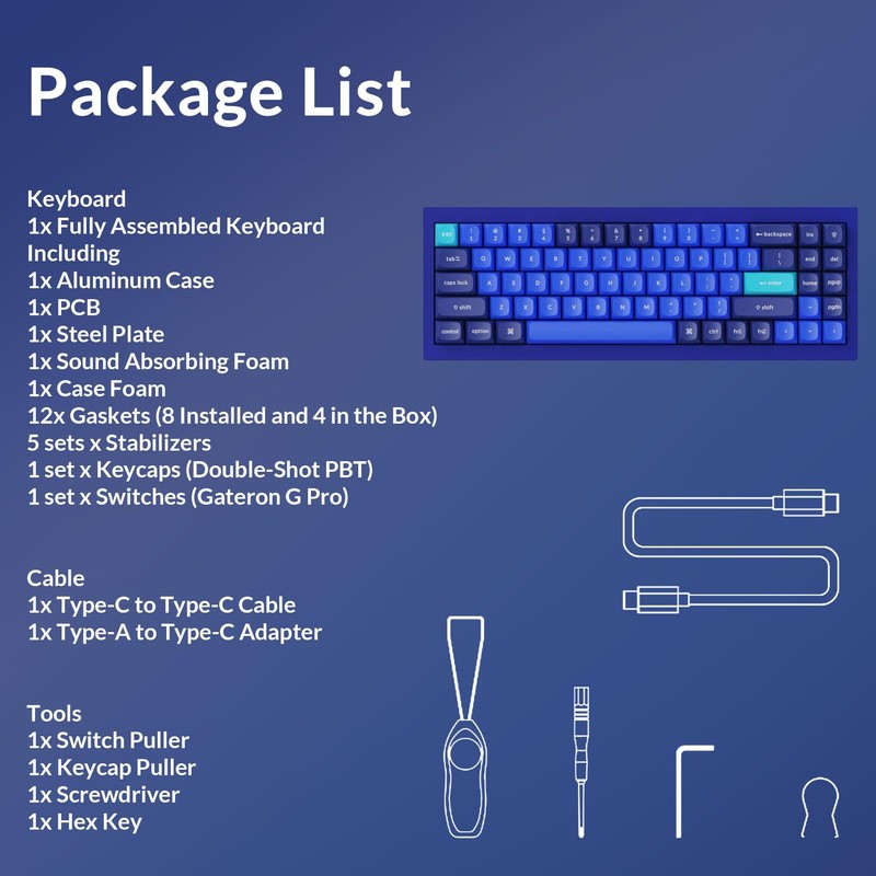 Keychron Q7 Wired Custom Mechanical Keyboard, 70% Layout QMK/VIA Programmable