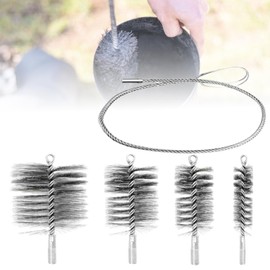 Stove Pipe Brush Set of 4 (30/50/80/150 mm) with 1 m Push Rod, Chimney Brush and Fireplace Brush Made of Steel Wire, Brush Set for Chimney, Chimney Pipe, Smoke Pipe and Boiler Brush