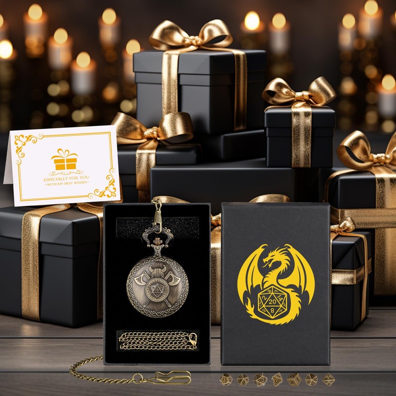 Mini DND Dice Set with Viking Helmet with Double Axes