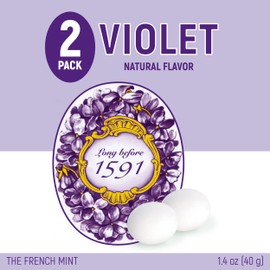 Les Anis de Flavigny Candy Mints, The French Mints, Vegan, Non-GMO, Made in France, Violet Flavor, 40g Box, 2-Pack