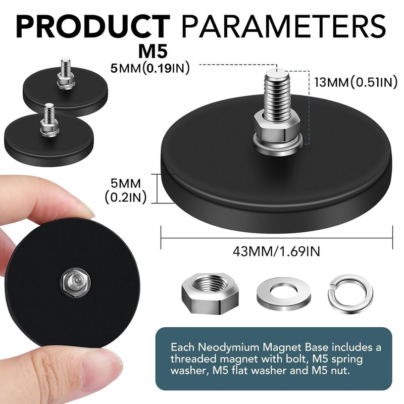 DIYMAG 12Pcs Rubber Coated Magnets, Adhesive Power 30LBS Anti-Scratch Neodymium