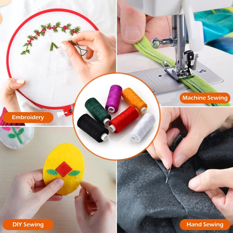 6 Pcs Sewing Thread Kit, 400 Yards Each Spool 402