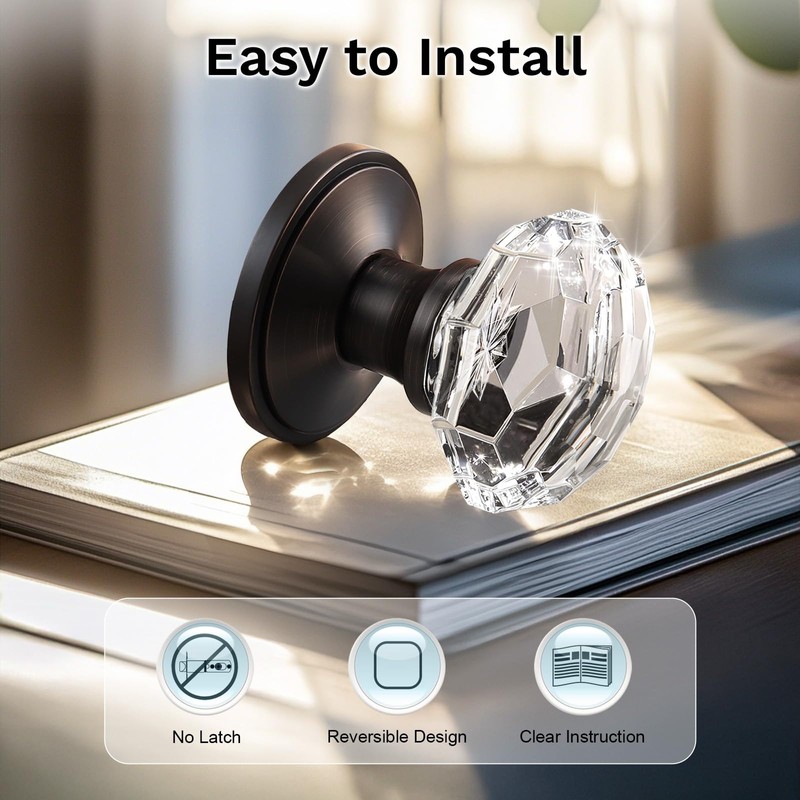 KNOBWELL Glass Door Knobs in Oil Rubbed Bronze Finish, Individual