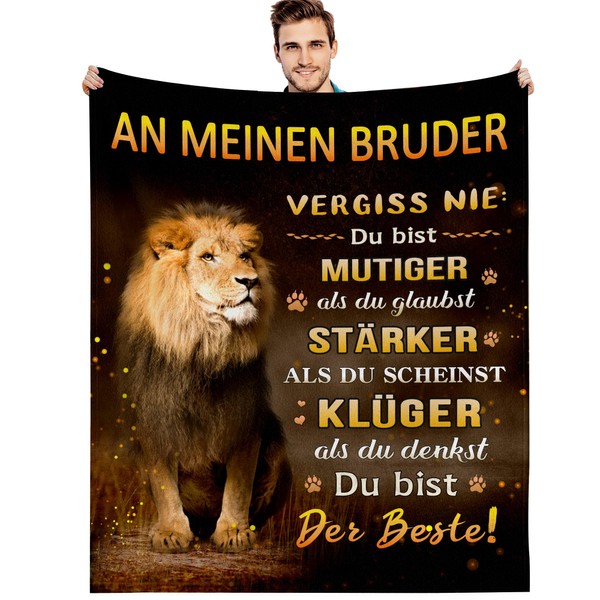 G-dake Gift for Brother, An Meinen Bruder Blanket with Saying, Best Brother Gift, Birthday Gift Ideas, Fluffy Cuddly Blanket 130 x 150 cm
