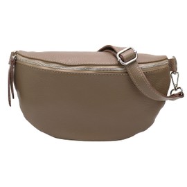 SH Leder ® Lala G399 Real Leather Waist Bag for Women Men Unisex Belt Bag for Festival Travel Bum Bag Large Crossbody Bag Women Leather Bag 30 x 18 cm, Dark taupe, fashion waist bag