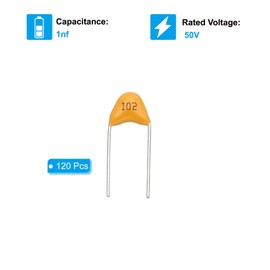 PATIKIL 1nf 50V Multilayer Monolithic Ceramic Capacitors, 120 Pcs Ceramic Chip Capacitor Assortment Kit for Power, Yellow