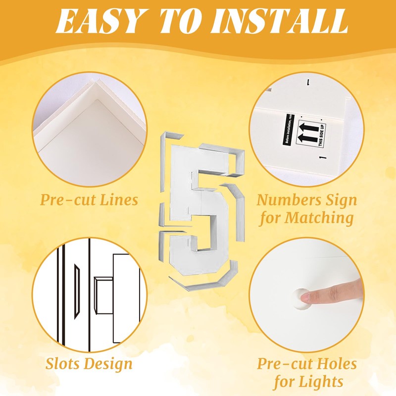 4ft Light up Number 5 White Numbers with Lights 5th