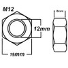 M12 Hex Nuts 12mm Metal Steel Sheet Zinc Plated Nut