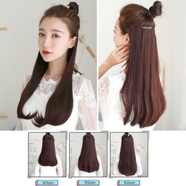 YJINCO YJWJ001-dbrn60 Long Curly Hair Extensions Point Wigs, Hair Extensions, Clips, Heat Resistant, 5 Pieces, Includes Clip for Fixing, 15.7 / 19.7 / 23.6 inches (40/50/60 cm)