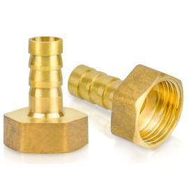 LUCKYKODOR Hose Nozzle 10 mm Brass Hose Nozzle Connector G1/2 Female Thread Pipe Adapter Tap Connector Pack of 2