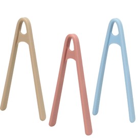 3-Pack Mini Silicone Tongs – 5.5" Small Kitchen Tongs in 3 Colors for Cooking, Serving & Fine Motor Skills