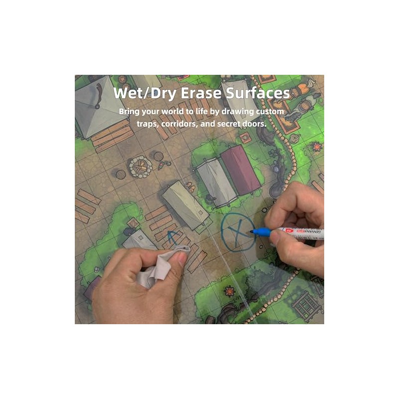 DND Battle Map Book – 40 Reusable Wet/Dry Erase Mats,
