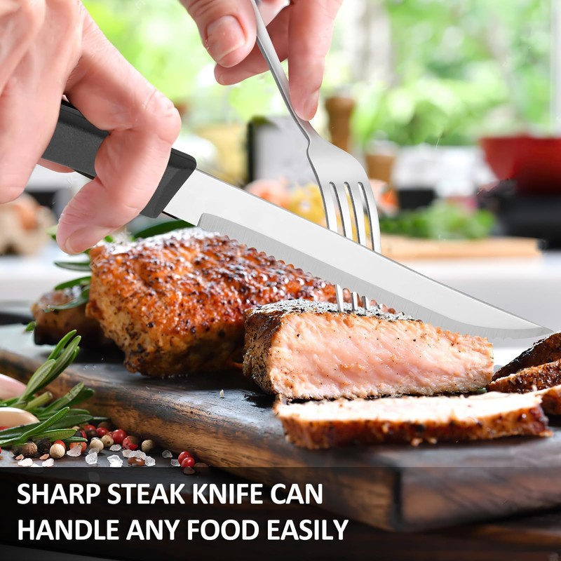 Targzier 24-Piece Steak Knife and Dinner Forks Set, Stainless Steel