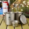 Titanium Tea Pot Cups Set Outdoor Camping Tea Service Lightweight
