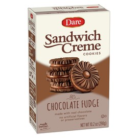 Dare Chocolate Fudge Sandwich Crème Cookies, Plant Based, Kosher, 10.20 Ounces (Pack Of 12)