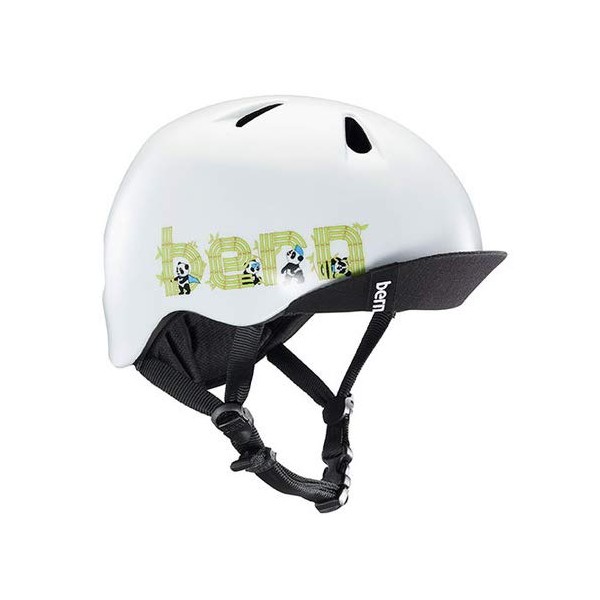 bern Burn Helmet Kids NINO SATIN WHITE PANDA LOGO XS-S BE-VJBSWPV-11