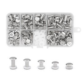 MABAHON 100 Sets Chicago Screw Posts,M5*4/6/8/10/12mm Rivet Chicago Binding Screws, Screws Rivets for Leather,Metal Rivet Replacement Repair for Luggage, Purse,Book,Bags,Dog Lead,Craft(Silver)